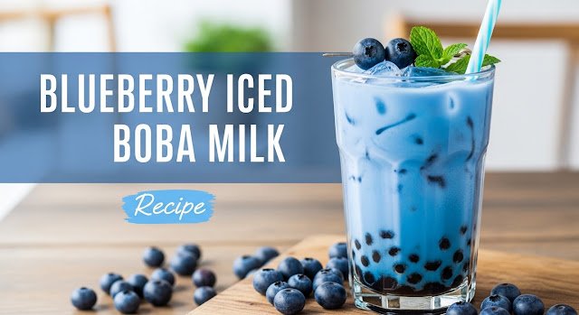 Refreshing Blueberry Iced Boba Milk