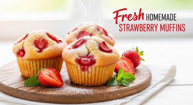 Fresh Homemade Strawberry Muffins Recipe